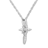 Thumbnail Image 2 of Diamond Cross Necklace 1/8 ct tw Round-cut 10K White Gold 18&quot;