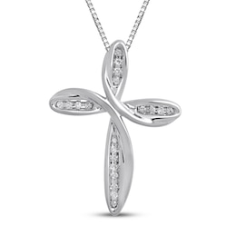 Diamond Cross Necklace 1/20 ct tw Sterling Silver 18&quot;