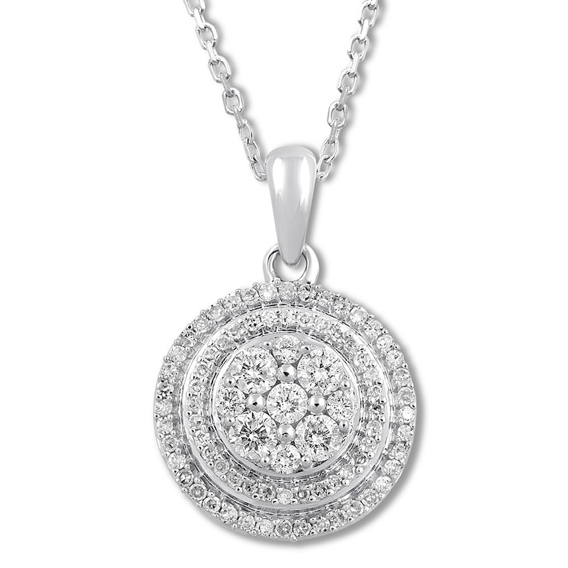 Main Image 1 of Diamond Necklace 1/2 ct tw Round-cut 10K White Gold