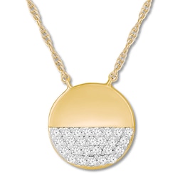 Diamond Circle Necklace 1/8 ct tw Round-cut 10K Yellow Gold 18&quot;