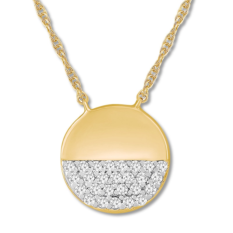 Main Image 1 of Diamond Circle Necklace 1/8 ct tw Round-cut 10K Yellow Gold 18&quot;