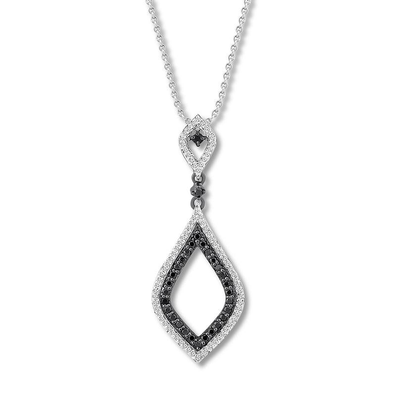 Main Image 1 of Black & White Diamond Necklace 1/3 ct tw Sterling Silver 18&quot;