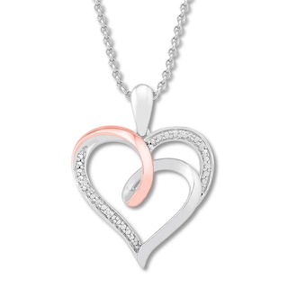 Heart Necklace with Diamonds Sterling Silver/10K Rose Gold | Kay