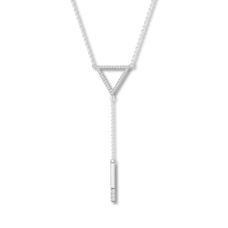 Diamond Triangle Lariat Necklace 1/6 ct tw Sterling Silver 18