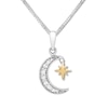 Thumbnail Image 1 of Diamond Moon Necklace 1/15 cttw Sterling Silver & 10K Yellow Gold 18&quot;