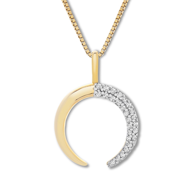 Main Image 1 of Diamond Crescent Necklace 1/15 ct tw Round-cut 10K Yellow Gold 18&quot;