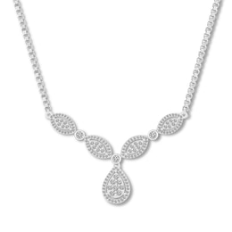 Diamond Teardrop Necklace 3/4 ct tw Round-cut 10K White Gold 18&quot;