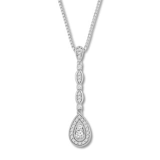 Diamond Teardrop Necklace 1/3 ct tw Round-cut Sterling Silver | Kay