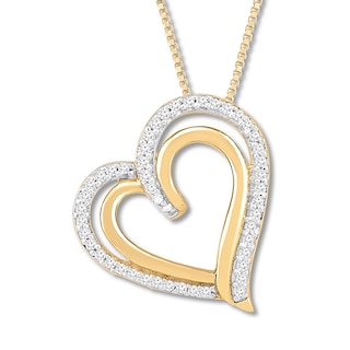 Diamond Heart Necklace 1/6 ct tw Round-cut 10K Yellow Gold 18