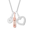 Thumbnail Image 1 of Mom Charm Necklace 1/15 ct tw Diamonds Sterling Silver & 10K Rose Gold 18&quot;