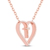Thumbnail Image 1 of Cross Heart Necklace 1/8 ct tw Diamonds 10K Rose Gold