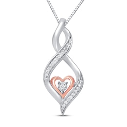 Diamond Necklace 1/15 ct tw Sterling Silver & 10K Rose Gold 18&quot;