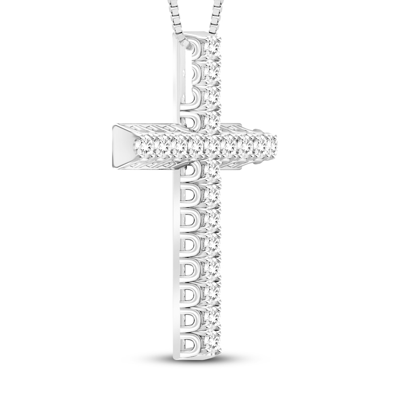 Diamond Cross Necklace 1/2 ct tw 10K White Gold 18"