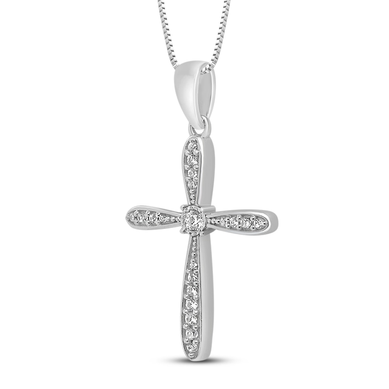 Main Image 2 of Diamond Cross Necklace 1/8 ct tw 10K White Gold 18&quot;