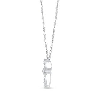 Diamond Cross Necklace 1/10 ct tw 10K White Gold 18
