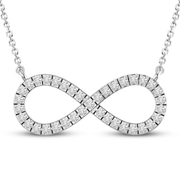 Diamond Infinity Necklace 1/6 ct tw Round-cut 10K White Gold 18&quot;