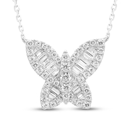 Diamond Butterfly Necklace 1/2 ct tw 10K White Gold 18&quot;