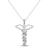 Thumbnail Image 1 of Diamond Caduceus Necklace 1/10 ct tw 10K White Gold 18&quot;