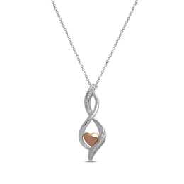 Diamond Necklace 1/6 ct tw Sterling Silver & 10K Rose Gold 18&quot;