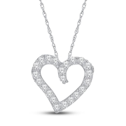 Diamond Heart Necklace 1/10 ct tw 10K White Gold 18&quot;