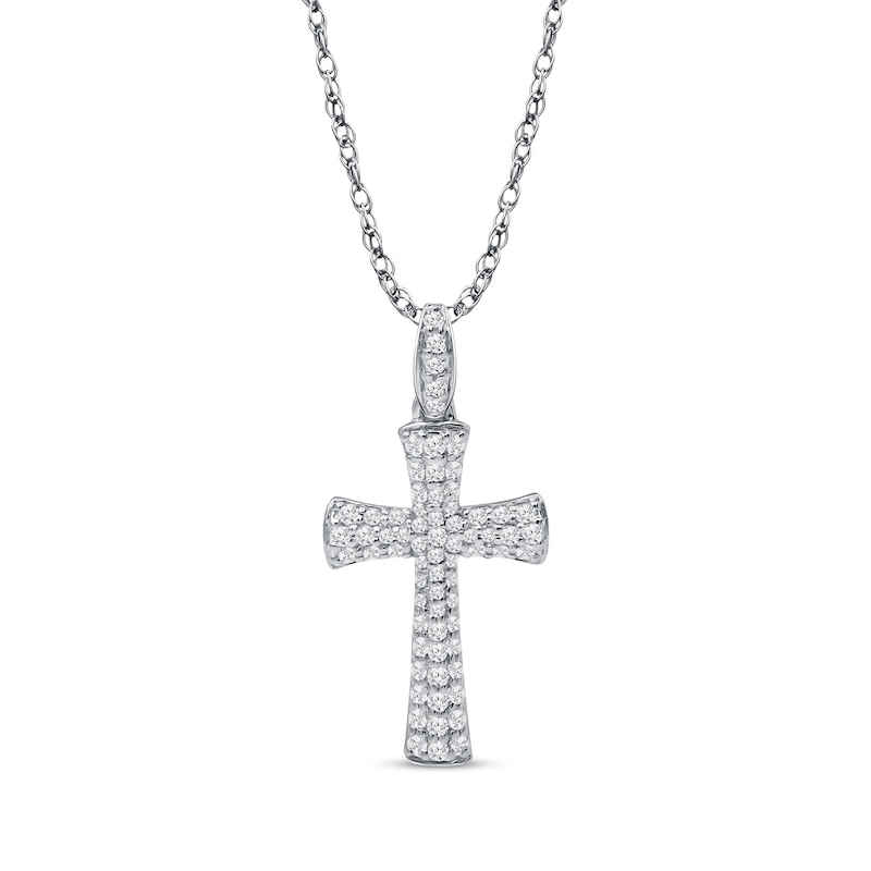 Main Image 1 of Diamond Cross Necklace 1/2 ct tw 10K White Gold 18&quot;