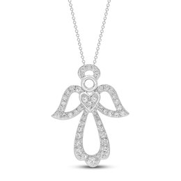 Diamond Angel Necklace 1/8 ct tw Sterling Silver 18&quot;