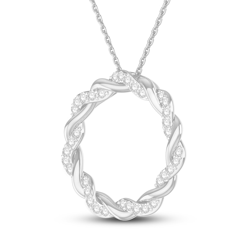 Main Image 2 of Circle of Gratitude Diamond Necklace 3/8 ct tw Round-cut 10K White Gold 19&quot;