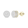 Thumbnail Image 1 of Men's Diamond Double Row Stud Earrings 1/2 ct tw Round-cut 10K Yellow Gold