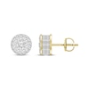 Thumbnail Image 3 of Men's Diamond Double Row Stud Earrings 1/2 ct tw Round-cut 10K Yellow Gold