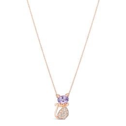 Le Vian Amethyst Cat Necklace 1/5 ct tw Diamonds 14K Strawberry Gold 18&quot;