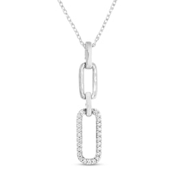 Diamond Paperclip Necklace Sterling Silver 18&quot;