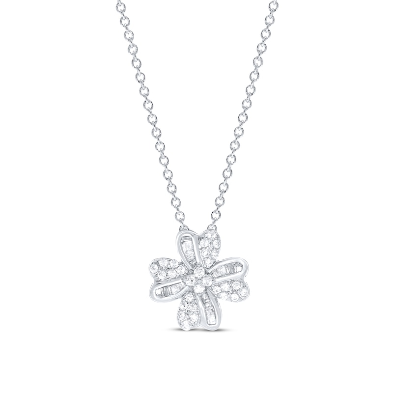 Diamond Accent Four Leaf Clover Pendant in 10K Yellow Gold