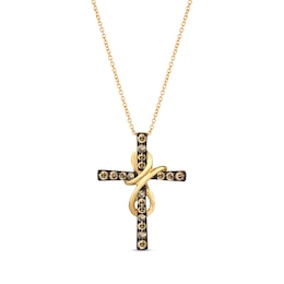 Le Vian Chocolate Diamond Cross Necklace 1/2 ct tw 14K Honey Gold 18&quot;