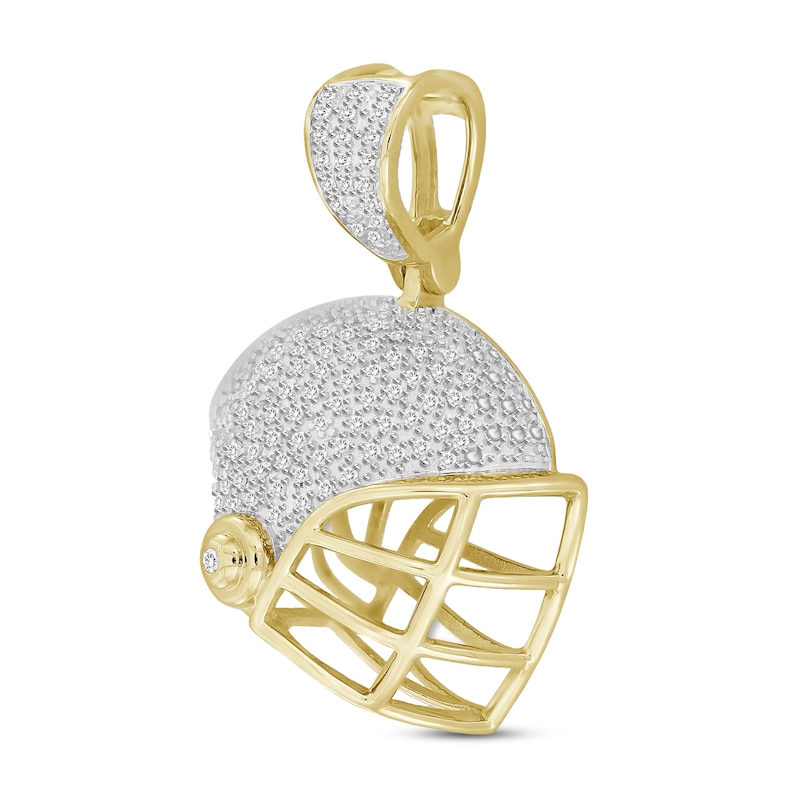 Main Image 2 of Men's Football Helmet Pendant 1/4 ct tw 10K Yellow Gold