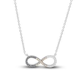 White, Black, and Brown Diamond Infinity Necklace 1/5 ct tw Sterling SIlver 18&quot;