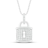 Thumbnail Image 0 of Diamond Lock Necklace 1/6 ct tw Round-cut Sterling Silver 18"