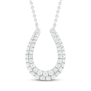 Derby Diamond Horseshoe Necklace 14K White Gold / 18 Inches with Jump Rings at 16 & 17