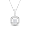 Thumbnail Image 1 of Diamond Halo Necklace 1/4 ct tw Princess & Round 10K White Gold 19&quot;