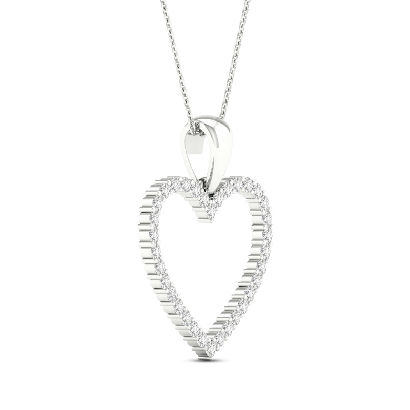 Diamond Heart Necklace 1/5 ct tw Round-Cut Sterling Silver 18