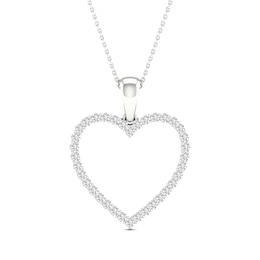 Diamond Heart Necklace 1/4 ct tw Round-Cut 10K White Gold 18&quot;