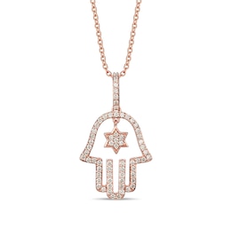 Le Vian Diamond Hamsa Necklace 3/8 ct tw 14K Strawberry Gold 18&quot;