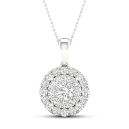 Multi-Diamond Necklace 1 ct tw Round-Cut 10K White Gold 18&quot;