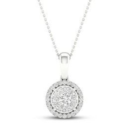 Multi-Diamond Necklace 1/4 ct tw Round-Cut 10K White Gold 18&quot;