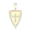 Men's Diamond Cross Shield Pendant 1/4 ct tw Round-cut 10K Yellow Gold ...