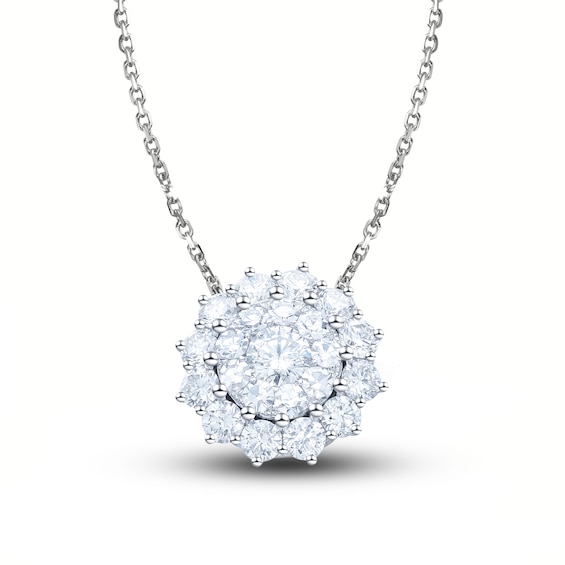 Diamond Necklace 1 ct tw Round-Cut 14K White Gold 18"