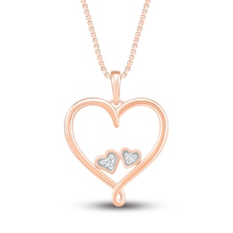 Diamond Heart Necklace 10K Rose Gold 18&quot;