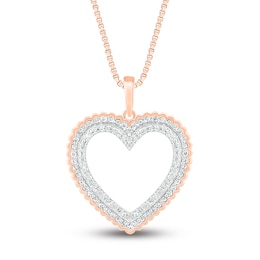 Diamond Heart Necklace 1/5 ct tw Round-cut 10K Rose Gold 18&quot;