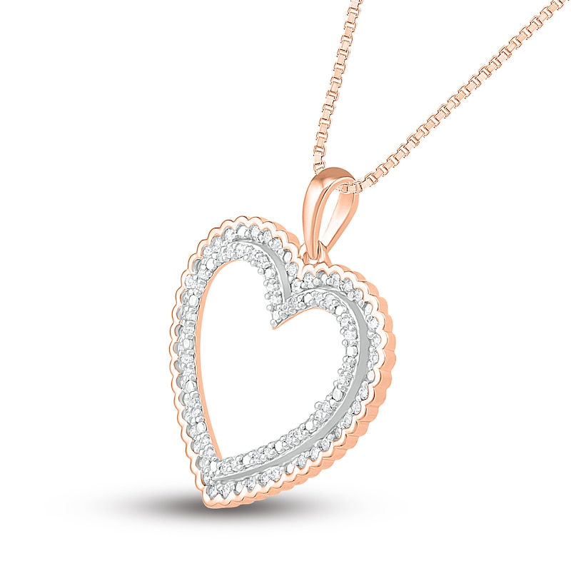 Diamond Heart Necklace 1/5 ct tw Round-cut 10K Rose Gold 18"