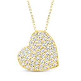 Diamond Heart Necklace 1/4 ct tw Round-cut 10K Yellow Gold 18&quot;