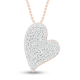 Diamond Heart Necklace 1/3 ct tw Round-cut 10K Rose Gold 18&quot;